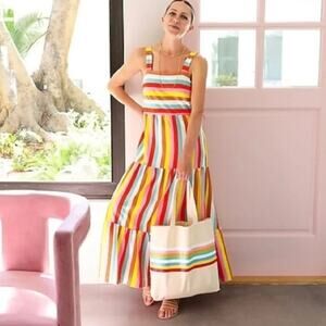 J.Crew Rainbow Stripe Maxi Dress Sz.L